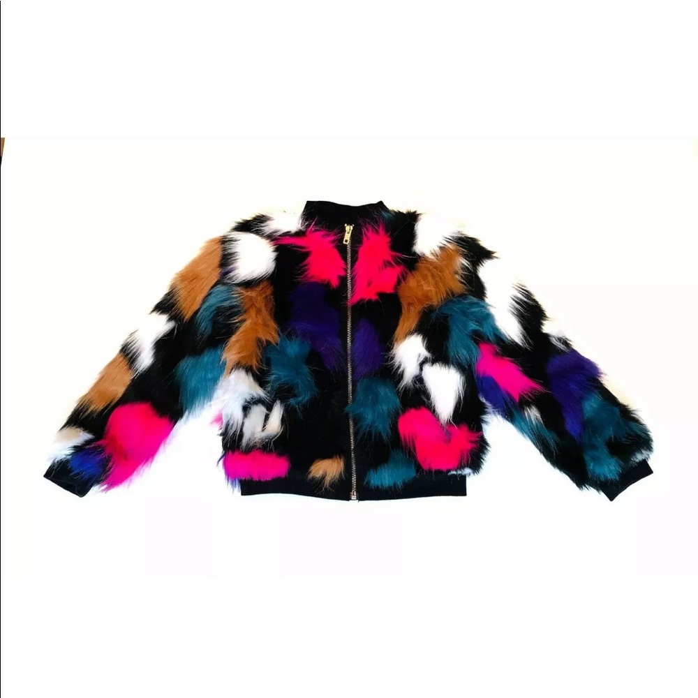 “SOLD” MIA NEW YORK Multi Color Faux Fur Jacket - Picture 1 of 5